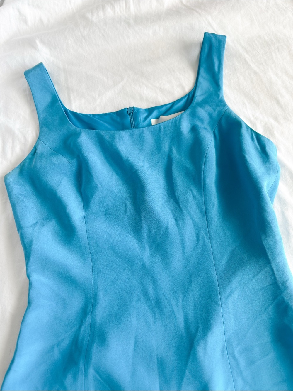 Hugo Buscati 100% Silk Vintage Sleeveless Square Neck Aqua Dress